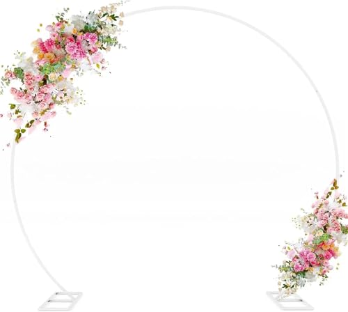 Metallbogen-Hintergrund, Hochzeitsbogenständer, Hochzeitsbogenständer, Goldmetall, rund, Hintergrund, Blumenständer(White,2.4x2.8m) von LYVQZPWLR
