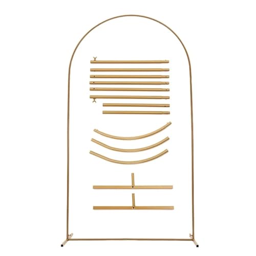 Metallbogen-Hintergrund, Hochzeitsbogenständer Beliebte Bogenständer Gold/Weiß Blumenballonstütze gebogen(50x120cm) von LYVQZPWLR