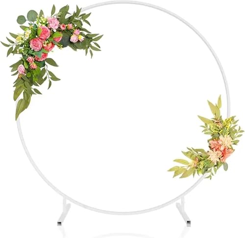 Metallbogen-Hintergrund, Hochzeitsbogenständer Gold Metall Rundbogen Hintergrundständer Ballonrahmen(White,2m(78.7in)) von LYVQZPWLR
