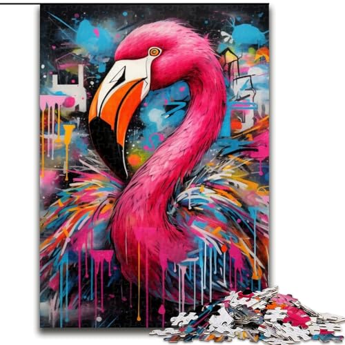 1000-teiliges Flamingo-Graffiti-Puzzle für Erwachsene, für Teenager und Familienspaß – DIY-Denkspiel als Geschenk, 50x75cm von LYXIANY