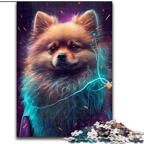 1000-teiliges Holzpuzzle mit Zwergspitz Geburtstage, Weihnachten, Halloween, Erntedankfest und Ostern, Größe 50x75cm von LYXIANY