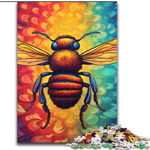 1000-teiliges Puzzle, Biene, bunt, 1000-teiliges Puzzle für Erwachsene, für Teenager, Familien, Lernspiele, Heimdekoration, Geschenk, Größe 50x75cm von LYXIANY