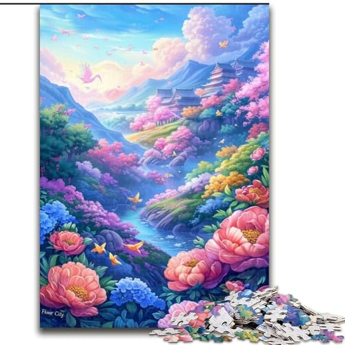 1000-teiliges Puzzle, Blume und Schmetterling, 1000-teiliges Puzzle für Erwachsene, für Teenager, Familien-Lernspiele, Heimdekoration, Geschenk, Größe 50x75cm von LYXIANY