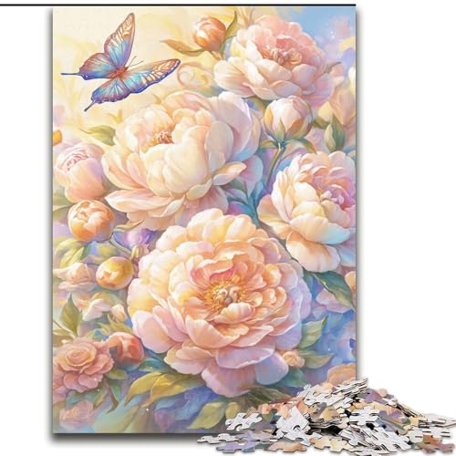 1000-teiliges Puzzle, Blume und Schmetterling, 1000-teiliges Puzzle für Erwachsene, für Teenager, Familien-Lernspiele, Heimdekoration, Geschenk, Größe 50x75cm von LYXIANY