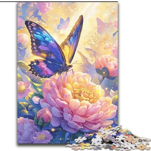 1000-teiliges Puzzle, Blume und Schmetterling, 1000-teiliges Puzzle für Erwachsene, für Teenager, Familien-Lernspiele, Heimdekoration, Geschenk, Größe 50x75cm von LYXIANY