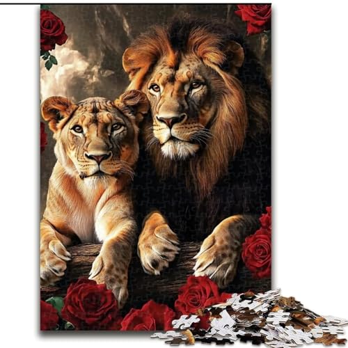 1000-teiliges Puzzle, Löwen-Puzzle aus Holz, interaktives Familienspiel, DIY-Heimdekoration, Gehirn-Herausforderung, Geschenk, Größe 50x75cm von LYXIANY