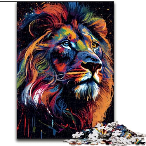 1000-teiliges Puzzle, Löwenfarbe, 1000-teiliges Puzzle für Erwachsene, für Teenager, Familien-Lernspiele, Heimdekoration, Geschenk, Größe 50x75cm von LYXIANY