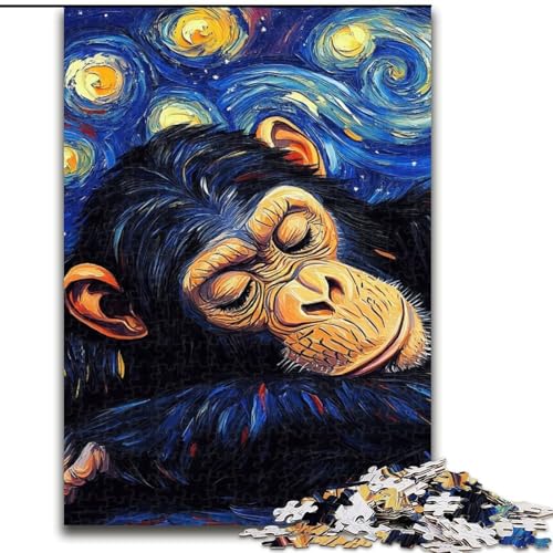 1000-teiliges Puzzle, Schimpansen-Nachthimmel, 1000-teiliges Puzzle für Erwachsene, für Teenager, Familien-Lernspiele, Heimdekoration, Geschenk, Größe 50x75cm von LYXIANY