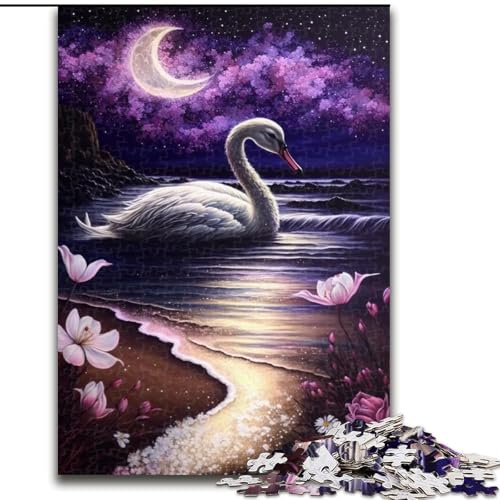 1000-teiliges Puzzle, Strandschwan, 1000-teiliges Puzzle für Erwachsene, für Teenager, Familien-Lernspiele, Heimdekoration, Geschenk, Größe 50x75cm von LYXIANY