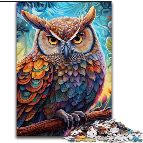 1000-teiliges Puzzle, farbenfrohe Eulen-Kunst, Karton, 26x38cm, interaktives Familienspiel, Heimdekoration zum Selbermachen, Denksportaufgabe als Geschenk 1000-teiliges Puzzle, farbenfrohe Eulen-Kunst, Karton, 26x38cm, interaktives Familienspiel, Heimdekoration zum Selbermachen, Denksportaufgabe als Geschenk von LYXIANY
