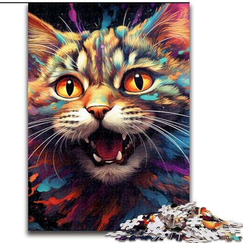 1000-teiliges Puzzle, farbenfrohe Kunst, psychedelische Katze, Holzpuzzle, 50x75cm, interaktives Familienspiel, Heimdekoration zum Selbermachen, Denksportaufgabe als Geschenk 1000-teiliges Puzzle, farbenfrohe Kunst, psychedelische Katze, Holzpuzzle, 50x75cm, interaktives Familienspiel, Heimdekoration zum Selbermachen, Denksportaufgabe als Geschenk von LYXIANY