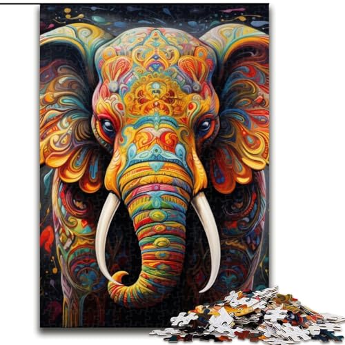 1000-teiliges Puzzle, farbenfrohes Elefanten-Kunstpuzzle für Erwachsene, für Teenager und Familienspaß – DIY-Denkspiel, Geschenk, 50x75cm 1000-teiliges Puzzle, farbenfrohes Elefanten-Kunstpuzzle für Erwachsene, für Teenager und Familienspaß – DIY-Denkspiel, Geschenk, 50x75cm von LYXIANY
