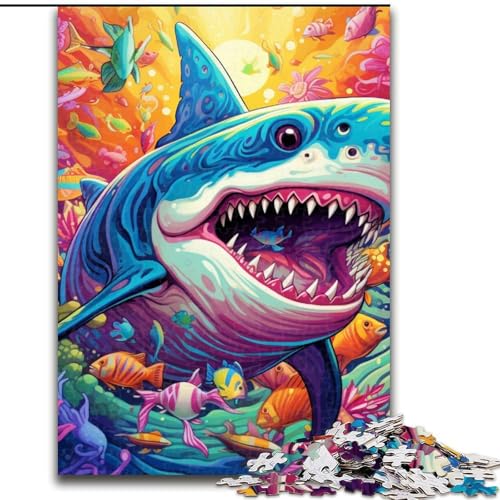 1000-teiliges Puzzle, farbenfrohes Kunst-Hai-Holzpuzzle, 50x75cm, interaktives Familienspiel, Heimdekoration zum Selbermachen, Denksport-Geschenk 1000-teiliges Puzzle, farbenfrohes Kunst-Hai-Holzpuzzle, 50x75cm, interaktives Familienspiel, Heimdekoration zum Selbermachen, Denksport-Geschenk von LYXIANY