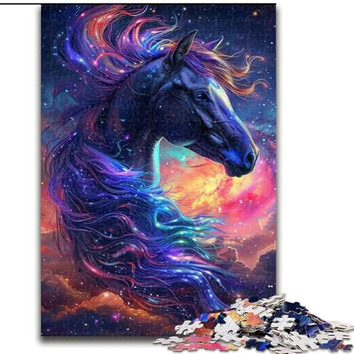 1000-teiliges Puzzle, verträumtes lila Pferd, 1000-teiliges Puzzle für Erwachsene, für Teenager, Familien-Lernspiele, Heimdekoration, Geschenk, Größe 50x75cm von LYXIANY