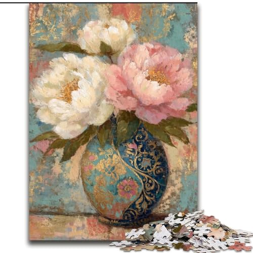 1000-teiliges Puzzle „Blumenkunst“ aus Karton, interaktives Familienspiel, DIY-Heimdekoration, Gehirn-Herausforderung, Geschenk, Größe 26X38cm von LYXIANY