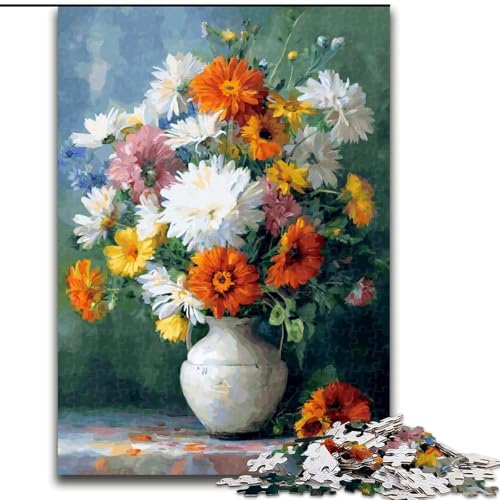 1000-teiliges Puzzle „Blumenkunst“ aus Karton mit interaktivem Familienspiel, Kinder ab 14 Jahren, Größe 26X38cm von LYXIANY
