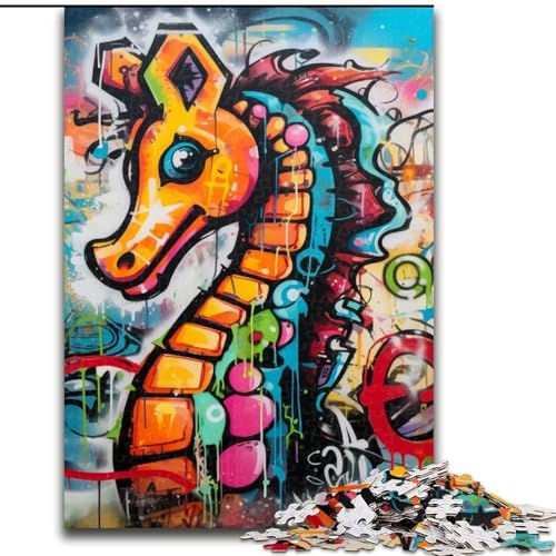 1000-teiliges Puzzle „Graffiti-Malerei, Seepferdchen“, Holzpuzzle, 50x75cm, interaktives Familienspiel, Heimdekoration zum Selbermachen, Denksportaufgabe als Geschenk 1000-teiliges Puzzle „Graffiti-Malerei, Seepferdchen“, Holzpuzzle, 50x75cm, interaktives Familienspiel, Heimdekoration zum Selbermachen, Denksportaufgabe als Geschenk von LYXIANY