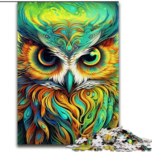 1000-teiliges Puzzle „Grüne Eule“ aus Holz, 50x75cm, interaktives Familienspiel, Heimdekoration zum Selbermachen, Denksport-Geschenk von LYXIANY