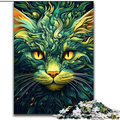1000-teiliges Puzzle „Grüne Katze“ für Erwachsene, für Teenager und Familienspaß – DIY-Denkspiel als Geschenk, 26x38cm 1000-teiliges Puzzle „Grüne Katze“ für Erwachsene, für Teenager und Familienspaß – DIY-Denkspiel als Geschenk, 26x38cm von LYXIANY