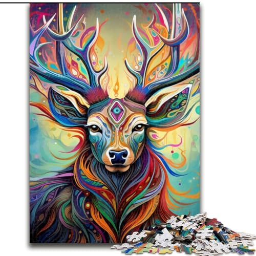 1000-teiliges Puzzle „Hirsch-Psychedelische Kunst“, 1000-teiliges Puzzle, Geburtstage, Weihnachten, Halloween, Erntedankfest, Ostern, 50x75cm 1000-teiliges Puzzle „Hirsch-Psychedelische Kunst“, 1000-teiliges Puzzle, Geburtstage, Weihnachten, Halloween, Erntedankfest, Ostern, 50x75cm von LYXIANY