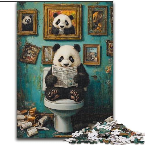 1000-teiliges Puzzle „Panda Go Toilet“ aus Pappe, 26x38cm, interaktives Familienspiel, Heimdekoration zum Selbermachen, Denksportaufgabe als Geschenk von LYXIANY