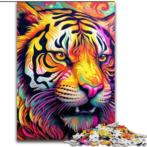 1000-teiliges Puzzle „Psychedelic Art Tiger“ aus Holz, 50x75cm, interaktives Familienspiel, Heimdekoration zum Selbermachen, Denksport-Geschenk 1000-teiliges Puzzle „Psychedelic Art Tiger“ aus Holz, 50x75cm, interaktives Familienspiel, Heimdekoration zum Selbermachen, Denksport-Geschenk von LYXIANY