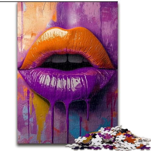 1000-teiliges Puzzle „Purple Lips“, aus Karton mit interaktivem Familienspiel, Kinder ab 14 Jahren, Größe 26X38cm 1000-teiliges Puzzle „Purple Lips“, aus Karton mit interaktivem Familienspiel, Kinder ab 14 Jahren, Größe 26X38cm von LYXIANY