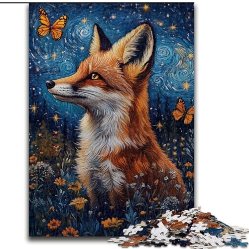1000-teiliges Puzzle „Schmetterling und Fuchs“ aus Karton mit interaktivem Familienspiel, Kinder ab 14 Jahren, Größe 26X38cm von LYXIANY