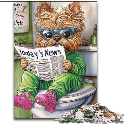 1000-teiliges Puzzle „Yorkshire Terrier Go Toilet“, Holzpuzzle, 50x75cm, interaktives Familienspiel, Heimdekoration zum Selbermachen, Denksport-Geschenk 1000-teiliges Puzzle „Yorkshire Terrier Go Toilet“, Holzpuzzle, 50x75cm, interaktives Familienspiel, Heimdekoration zum Selbermachen, Denksport-Geschenk von LYXIANY