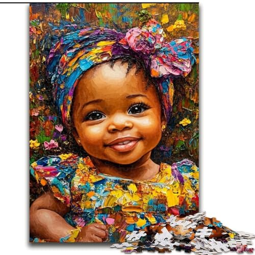 1000-teiliges Puzzle Afrikanisches kleines Mädchen aus Karton,Geschenkidee für die Feiertage,humorvolles Kunstwerk,detailliertes Kunstwerk,38x26cm, Weihnachten oder Geburtstage von LYXIANY