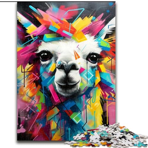1000-teiliges Puzzle Alpaka, Kartonpuzzle für Erwachsene, Größe: 38x26cm, anspruchsvolles Denkspiel, Familienaktivität, Heimdekoration von LYXIANY