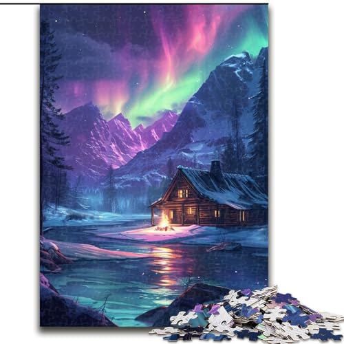 1000-teiliges Puzzle Aurora Borealis über Schnee für Erwachsene, 1000-teiliges, anspruchsvolles Denkspiel für Teenager, Spaß für den Spieleabend mit der Familie, Größe 38x26cm 1000-teiliges Puzzle Aurora Borealis über Schnee für Erwachsene, 1000-teiliges, anspruchsvolles Denkspiel für Teenager, Spaß für den Spieleabend mit der Familie, Größe 38x26cm von LYXIANY