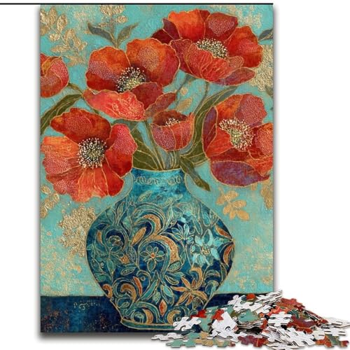 1000-teiliges Puzzle Blumenkunst aus Holz Geburtstage, Weihnachten, Halloween, Thanksgiving und Ostern Größe 50x75cm von LYXIANY