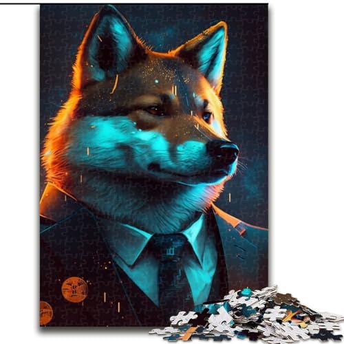1000-teiliges Puzzle Boss Shiba Inu, Kartonpuzzle für Erwachsene, Größe: 38x26cm, anspruchsvolles Denkspiel, Familienaktivität, Heimdekoration von LYXIANY