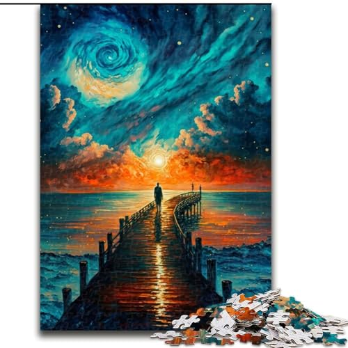 1000-teiliges Puzzle Brücke zum Ozean, Gemälde, 1000-teiliges Puzzle für Erwachsene, für Teenager, Familien-Lernspiele, Heimdekoration, Geschenk, Größe 50x75cm von LYXIANY