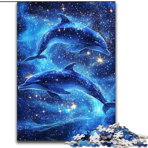 1000-teiliges Puzzle Galaxie-Delfin, für Kinder ab 14 Jahren, Heimdekoration als Geschenk für die ganze Familie und Freunde (Größe 26x38cm) von LYXIANY