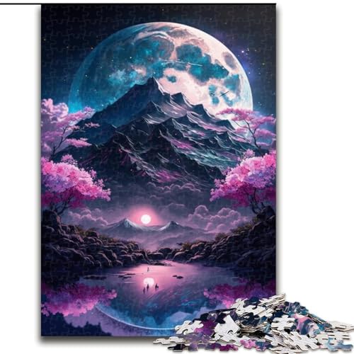 1000-teiliges Puzzle-Geschenk, Kirschblüten-Berg, Holzpuzzle, Größe 50x75cm, interaktives Familienspiel, Heimdekoration zum Selbermachen, Denksport-Geschenk von LYXIANY