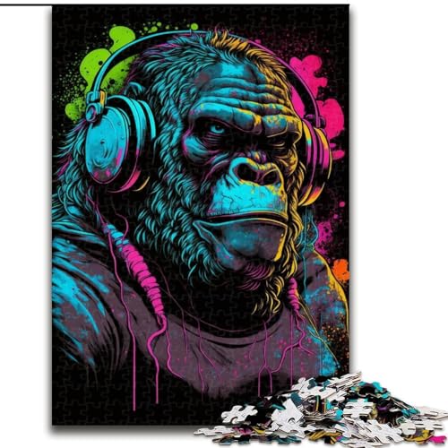 1000-teiliges Puzzle-Geschenk, Kopfhörer-Gorilla, anspruchsvolle Puzzles, Größe 50x75cm, für Teenager und Familienspaß – DIY-Denkspiel als Geschenk von LYXIANY