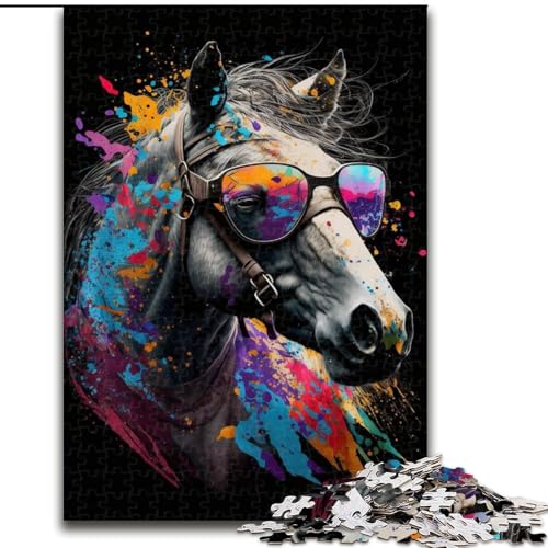 1000-teiliges Puzzle-Geschenk Pferde mit Brille, Holzpuzzle für Erwachsene, ideal als Dekoration für Zuhause und Büro, Geburtstag, Größe 50x75cm 1000-teiliges Puzzle-Geschenk Pferde mit Brille, Holzpuzzle für Erwachsene, ideal als Dekoration für Zuhause und Büro, Geburtstag, Größe 50x75cm von LYXIANY