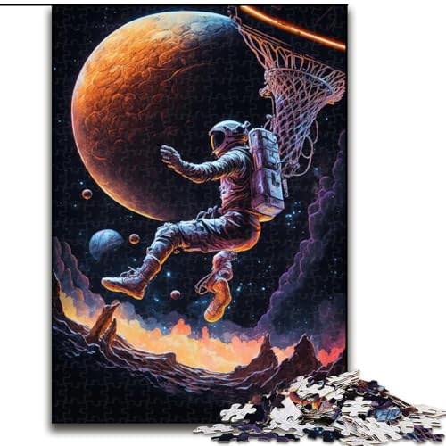 1000-teiliges Puzzle-Geschenk: Astronauten Spielen Basketball. Anspruchsvolle Puzzles der Größe 38x26cm für Teenager und Familienspaß – DIY-Denkspiel als Geschenk von LYXIANY
