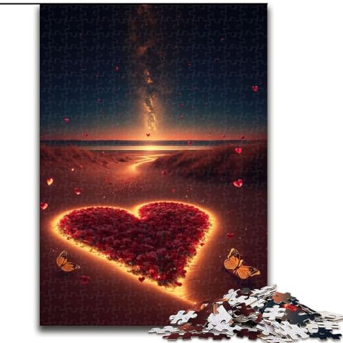 1000-teiliges Puzzle Herz am Strand, 1000-teiliges Puzzle für Erwachsene, für Teenager, Familien-Lernspiele, Heimdekoration, Geschenk, Größe 50x75cm von LYXIANY