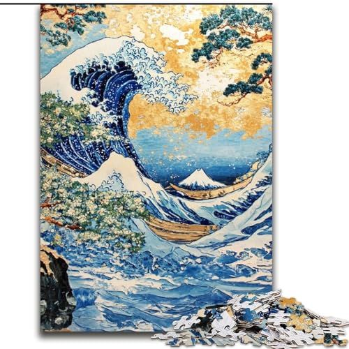 1000-teiliges Puzzle Japanische Wellen, für Kinder ab 14 Jahren, Lernspiel, Herausforderung, Spielzeug, Geschenk zum Geburtstag (Größe 26x38cm) von LYXIANY