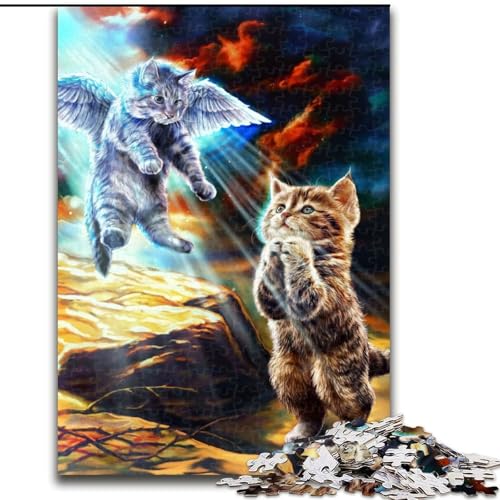 1000-teiliges Puzzle Jesus-Katze betet, 1000-teiliges Puzzle für Erwachsene, für Teenager, Familien-Lernspiele, Heimdekoration, Geschenk, Größe 50x75cm von LYXIANY
