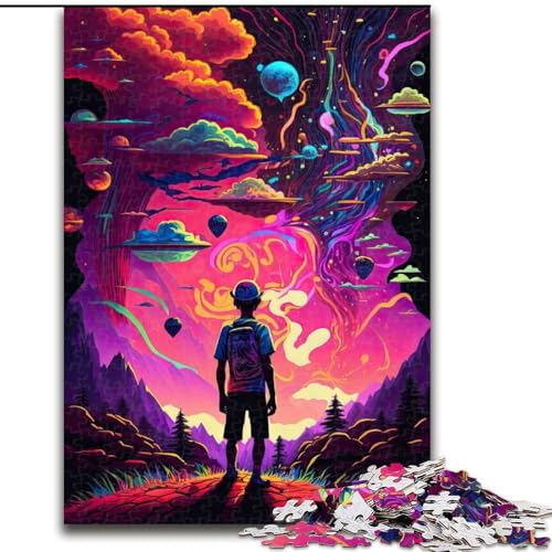 1000-teiliges Puzzle Kind in surrealer Welt, 1000-teiliges Puzzle für Erwachsene, für Teenager, Familien-Lernspiele, Heimdekoration, Geschenk, Größe 50x75cm von LYXIANY