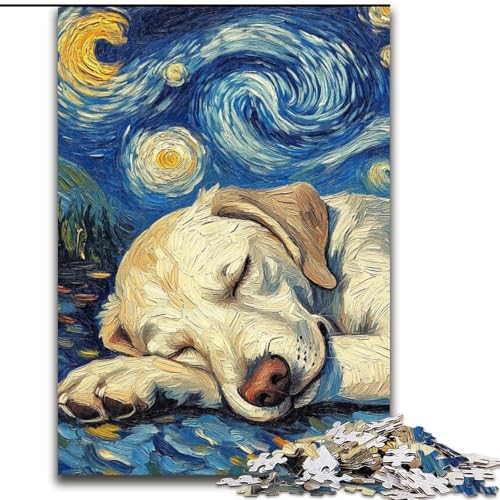 1000-teiliges Puzzle Labrador Night Sky, 1000-teiliges Puzzle für Erwachsene, für Teenager, Familien, Lernspiele, Heimdekoration, Geschenk, Größe 50x75cm von LYXIANY