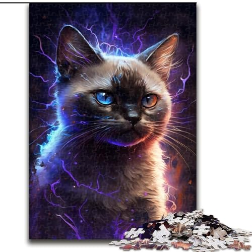 1000-teiliges Puzzle Lightning Cats, 1000-teiliges Puzzle für Erwachsene, für Teenager, Familien-Lernspiele, Heimdekoration, Geschenk, Größe 50x75cm von LYXIANY