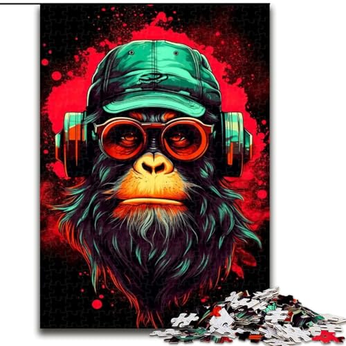 1000-teiliges Puzzle Monkey DJ, Musik, Analyse und Logik mit vollständig ineinandergreifenden, zufällig geformten Teilen für Kinder ab 14 Jahren (Größe 50x75cm) von LYXIANY