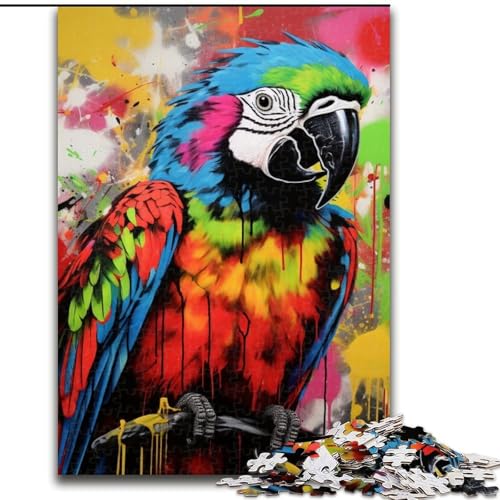 1000-teiliges Puzzle Papagei-Graffiti-Malerei, Holzpuzzle für Erwachsene, Denksportaufgabe, Teenager und Heimdekoration, Größe: 50x75cm von LYXIANY