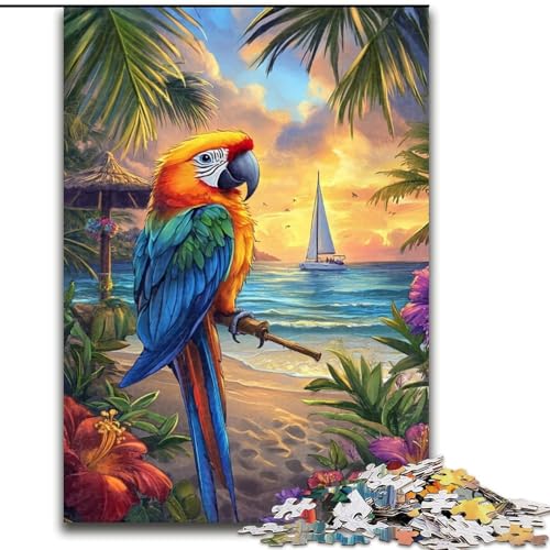 1000-teiliges Puzzle Papagei am Meer aus Holz, Geburtstage, Weihnachten, Halloween, Thanksgiving, Ostern, Größe 50x75cm von LYXIANY