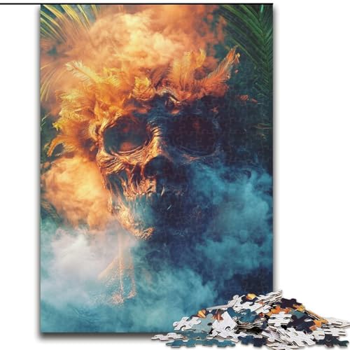 1000-teiliges Puzzle Rauchschädel aus Holz, Geburtstage, Weihnachten, Halloween, Thanksgiving, Ostern, Größe 50x75cm 1000-teiliges Puzzle Rauchschädel aus Holz, Geburtstage, Weihnachten, Halloween, Thanksgiving, Ostern, Größe 50x75cm von LYXIANY